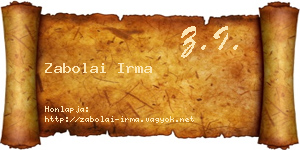 Zabolai Irma névjegykártya